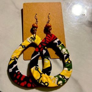 Fabric covered hoop earrings NWOT